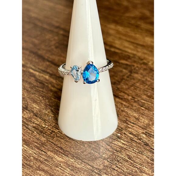 Bomb Party RBP8245 Moments of Me LC Aqua Blue Spinel & Aquamarine Spinel Size 7 - Picture 1 of 4